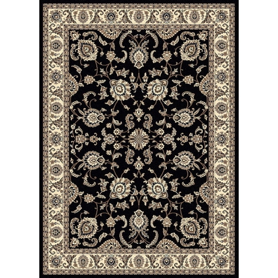 Radici Usa Alba Area Rug 1426 Black Bordered Floral 2' 2" x 7' 7" Rectangle