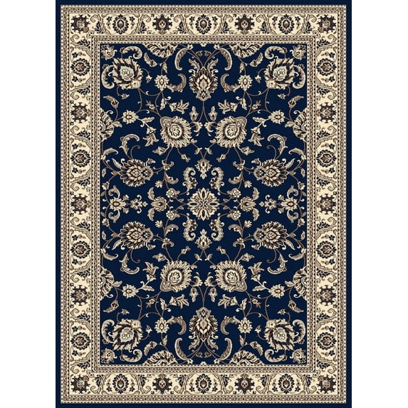 Radici Usa Alba Area Rug 1426 Denim Blue Bordered Floral 3' 3" x 4' 11" Rectangle