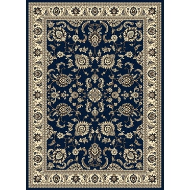 Radici Usa Alba Area Rug 1426 Denim Blue Bordered Floral 5' 5" x 7' 7" Rectangle