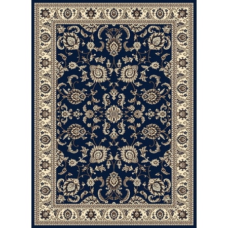 Radici Usa Alba Area Rug 1426 Denim Blue Bordered Floral 5' 5" x 7' 7" Rectangle