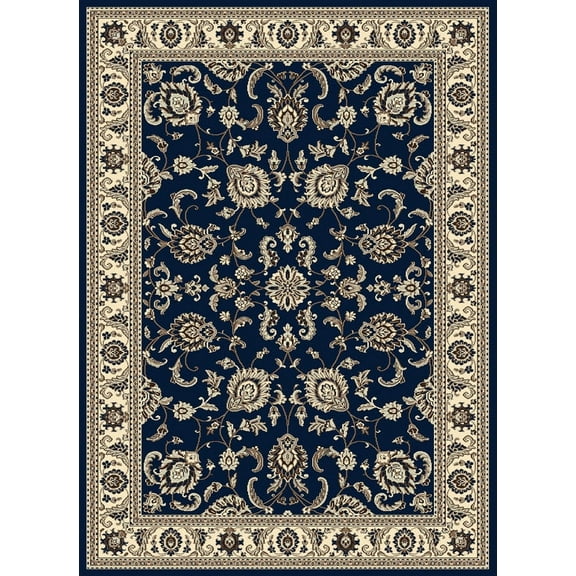 Radici Usa Alba Area Rug 1426 Denim Blue Bordered Floral 5' 5" x 7' 7" Rectangle
