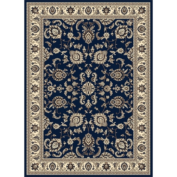 Radici Usa Alba Area Rug 1426 Denim Blue Bordered Floral 5' 5" x 7' 7" Rectangle