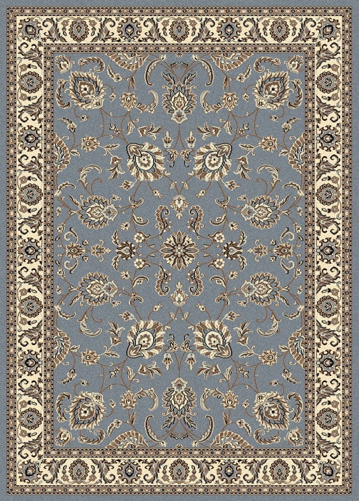 Grey Blue Synthetic Reversible Rectangular Area Rug 5' x 7'