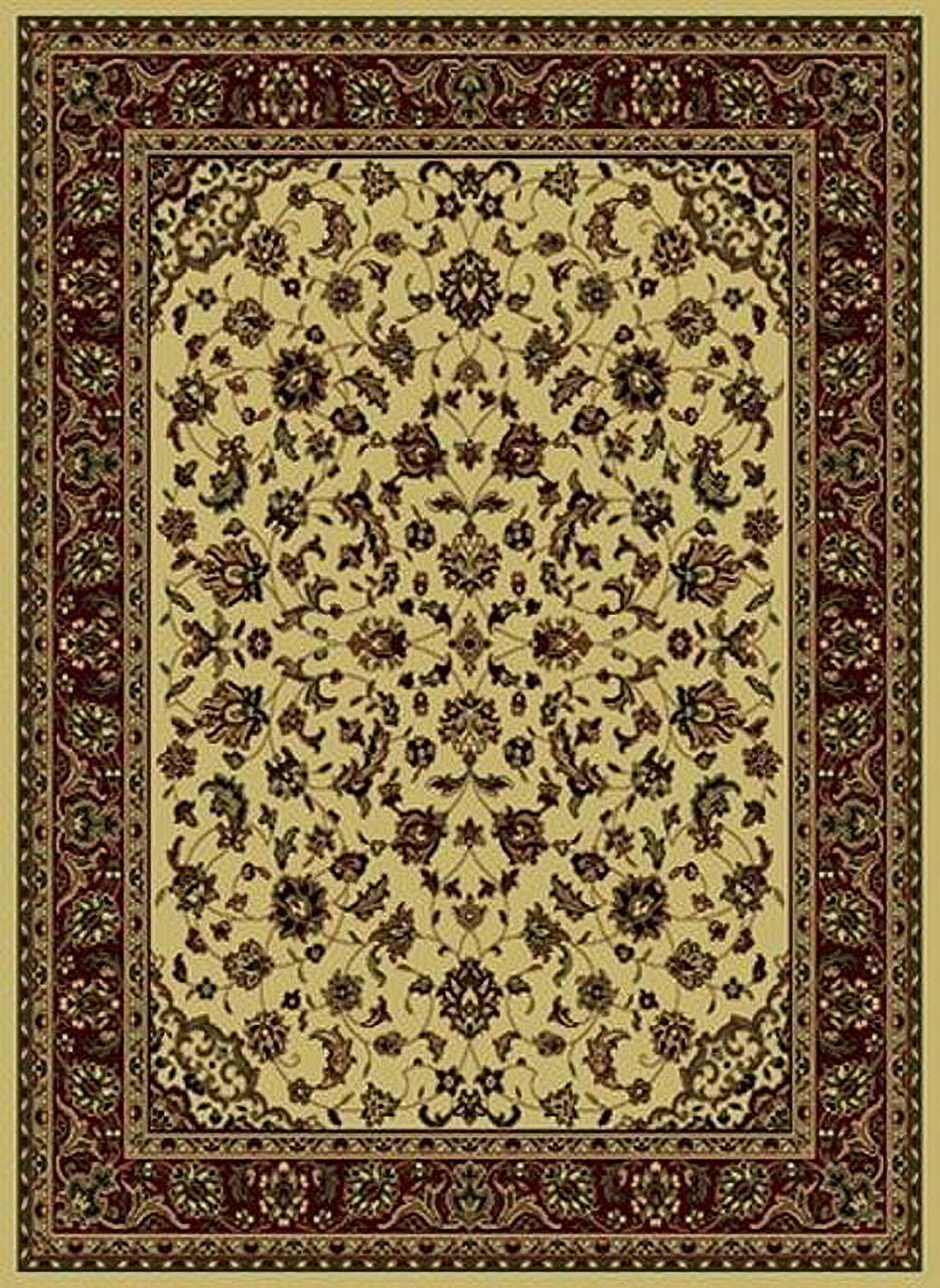 Castello Ivory and Burgundy Rectangular Synthetic Area Rug