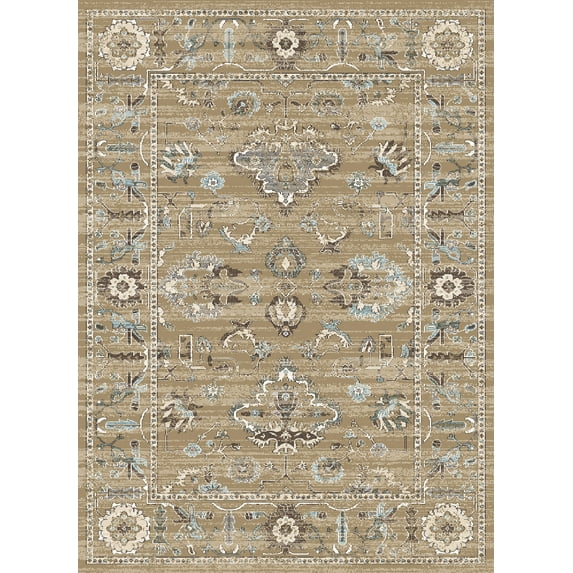 Radici Usa Colosseo Area Rug 3562 Traditional Beige Circles Petals 2' 2" x 7' 7" Rectangle