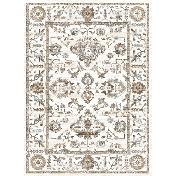 Radici Usa Colosseo Area Rug 3562 Traditional Bone Vines Leaves 2' 2" x 7' 7" Rectangle
