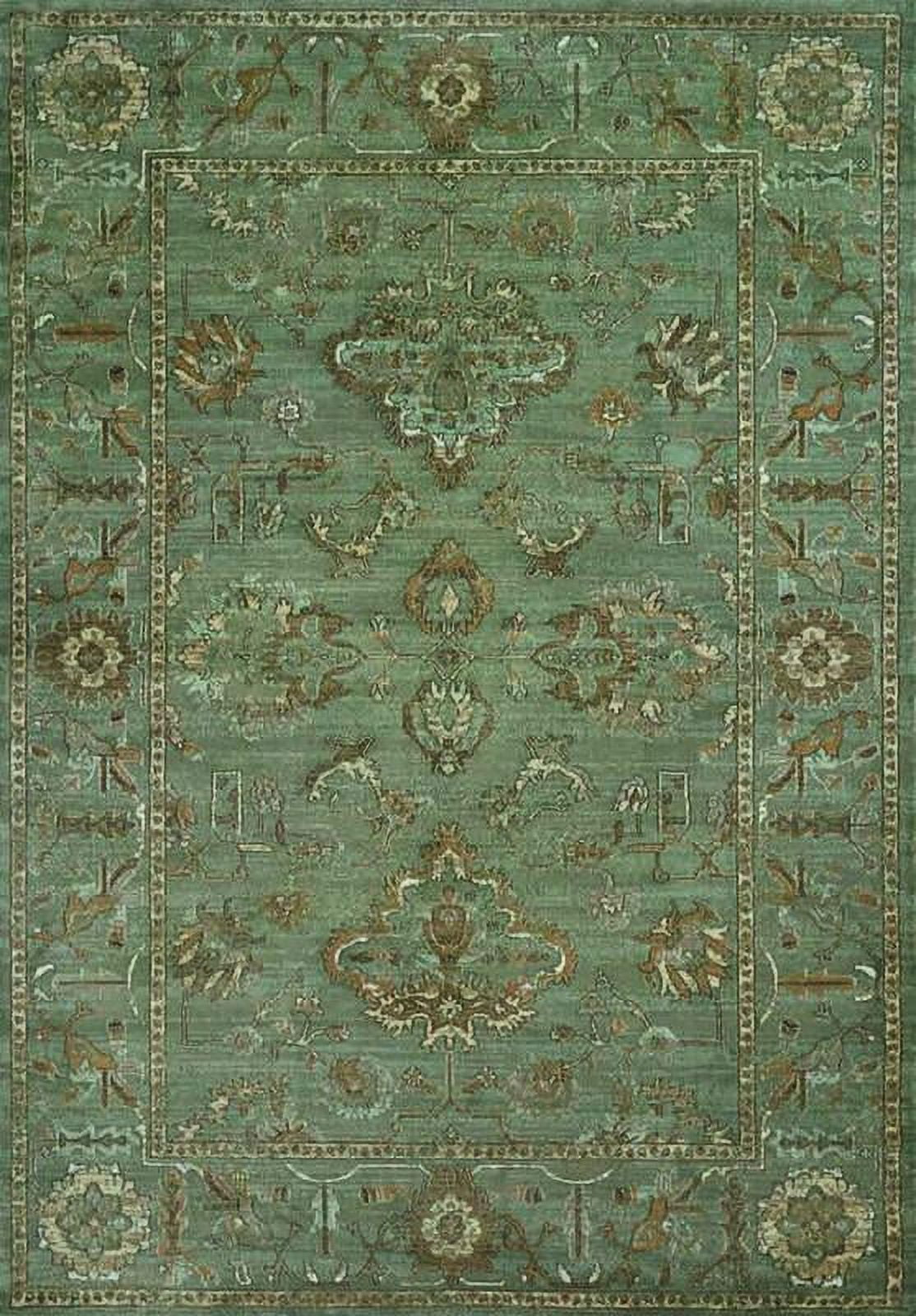 Green Synthetic Traditional Runner Rug 2'2" x 7'7"