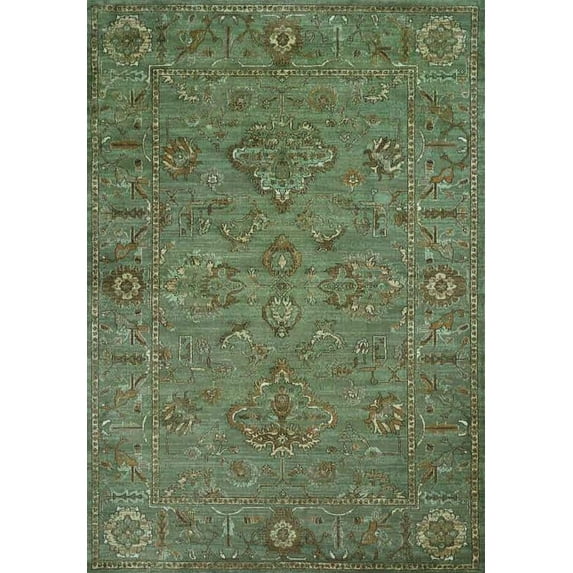 Radici Usa Colosseo Area Rug 3562 Traditional Grey Bordered Leaves 7' 10" x 10' 6" Rectangle