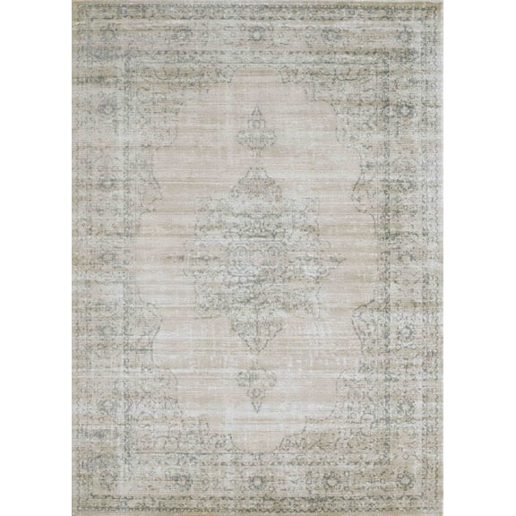 Radici Usa Colosseo Area Rug 3563 Traditional Bone Medallion Worn 3' 3" x 4' 11" Rectangle