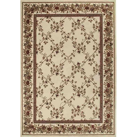 Radici Usa Como Area Rug 1590 Traditional Ivory Petals Leaves 2' 2" x 7' 7" Rectangle