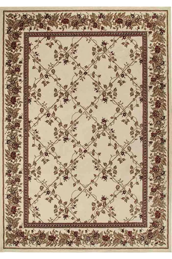 Como Area Rug 1590 Traditional Ivory Petals Leaves 2' 2" x 7' 7" Rectangle