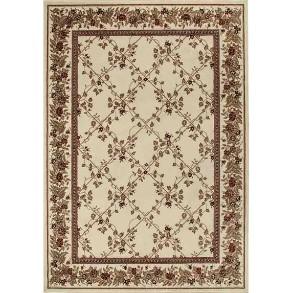 Radici Usa Como Area Rug 1590 Traditional Ivory Petals Leaves 7' 9" x 11' Rectangle