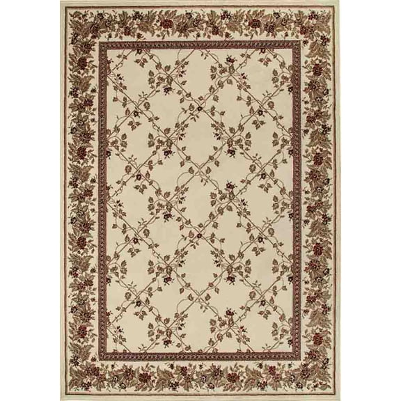 Radici Usa Como Area Rug 1590 Traditional Ivory Petals Leaves 8' x 8' Round