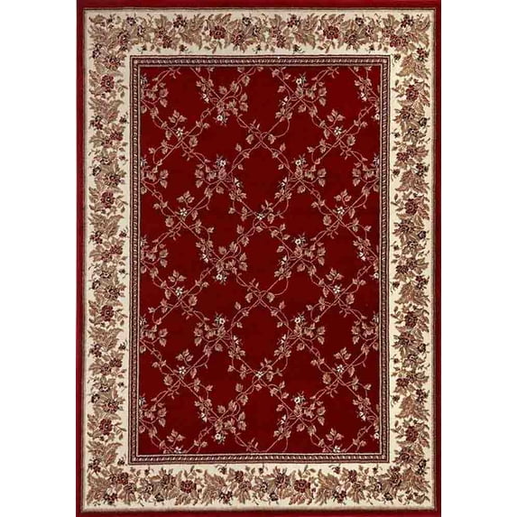 Radici Usa Como Area Rug 1590 Traditional Red Leaves Lattice 7' 9" x 11' Rectangle