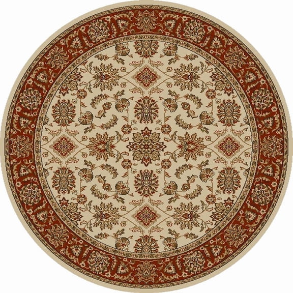 Radici Usa Como Area Rug 1592 Ivory/Brick Italian Bordered 5' 3" x 5' 3" Round