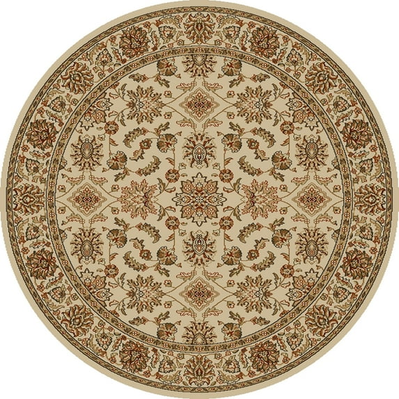 Radici Usa Como Area Rug 1592 Ivory Vines Scrolls 8' x 8' Round