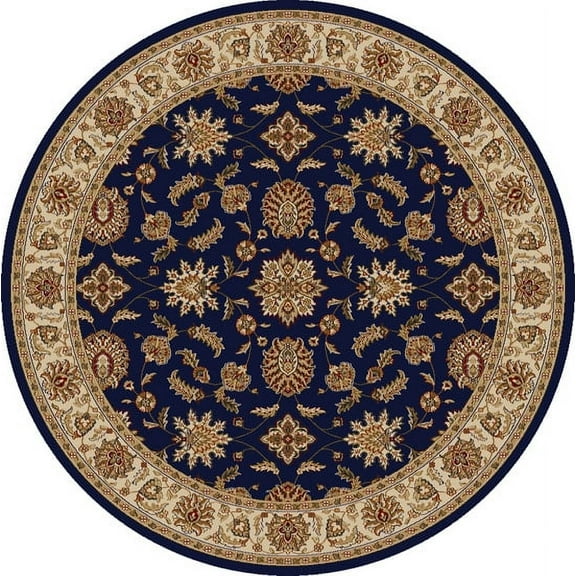 Radici Usa Como Area Rug 1592 Navy Blue Italian Bordered 8' x 8' Round
