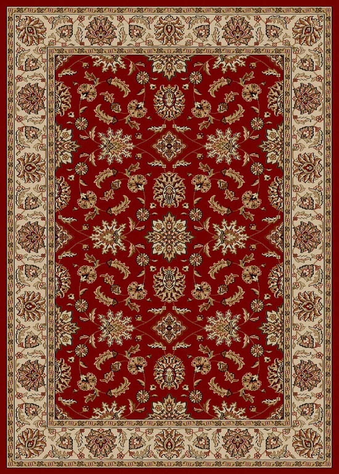 Como Red and Beige Italian Bordered Area Rug 3' 3" x 4' 11"