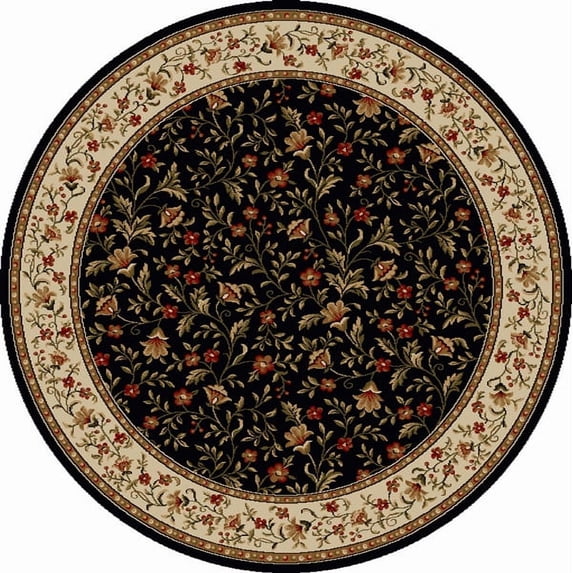 Radici Usa Como Area Rug 1593 Black Italian Bordered 5' 3" x 5' 3" Round