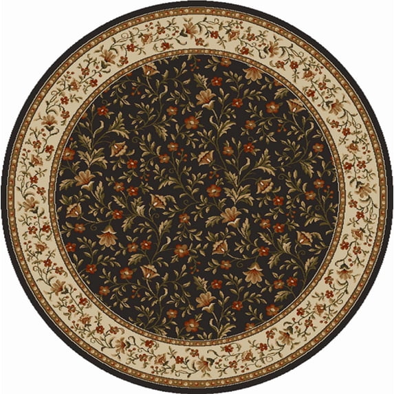 Radici Usa Como Area Rug 1593 Brown Italian Bordered 5' 3" x 5' 3" Round