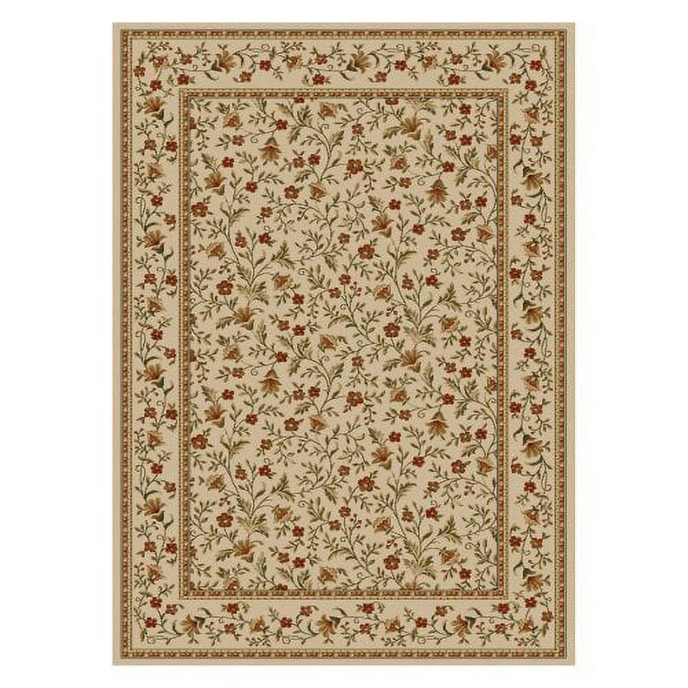 Ivory and Brick Red Floral Synthetic Runner Rug 2'2" x 7'7"