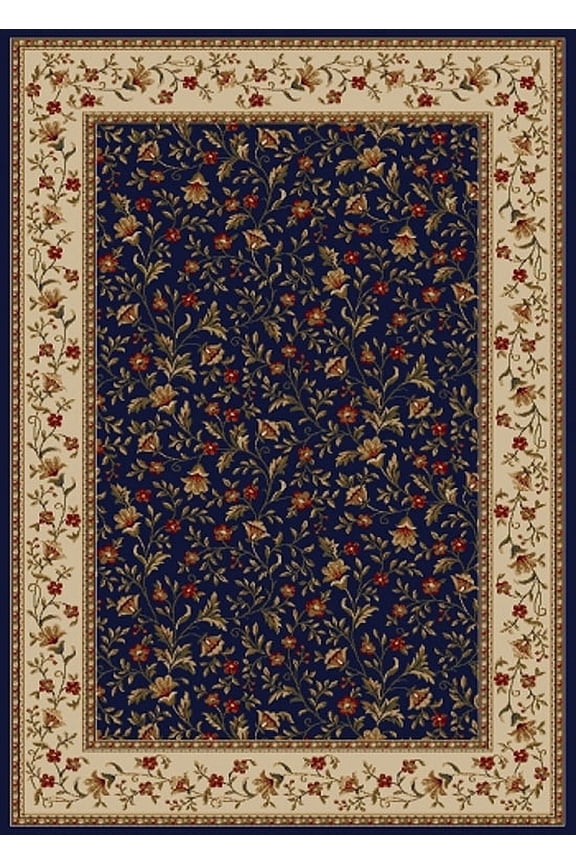 Como Area Rug 1593 Navy Blue Italian Bordered 2' 2" x 7' 7" Rectangle