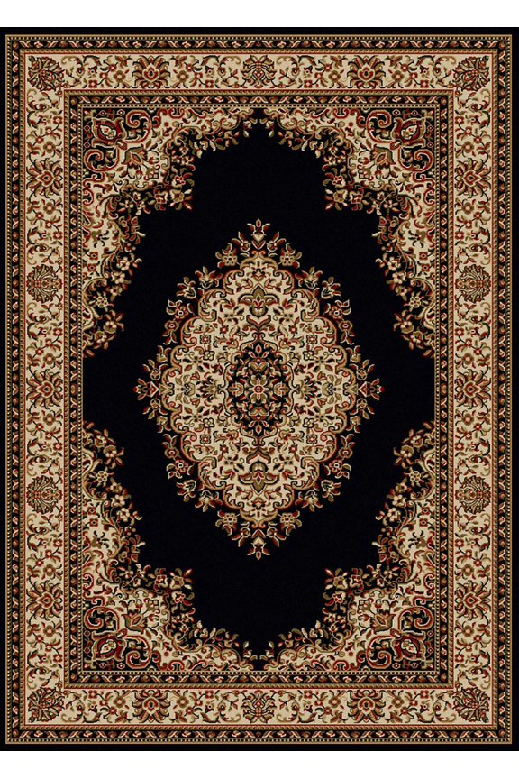 Como Area Rug 1595 Black Italian Bordered 5' 5" x 7' 7" Rectangle
