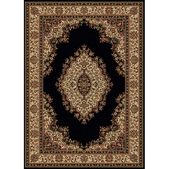Radici Usa Como Area Rug 1595 Black Italian Bordered 5' 5" x 7' 7" Rectangle