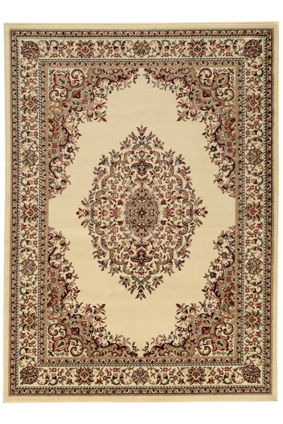 Como Area Rug 1595 Traditional Ivory Medallion Petals 3' 3" x 4' 11" Rectangle