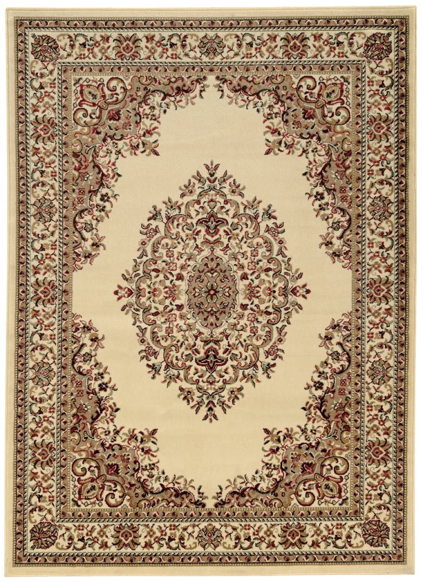 Como Kerman Ivory Medallion 3'3" x 4'11" Synthetic Area Rug