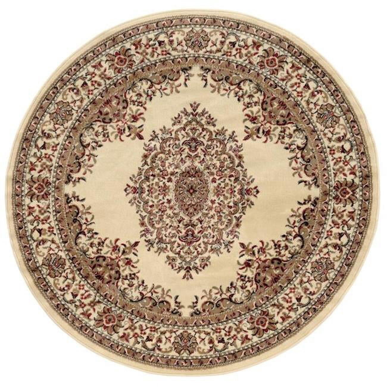 Radici Usa Como Area Rug 1595 Traditional Ivory Medallion Petals 5' 3 ...