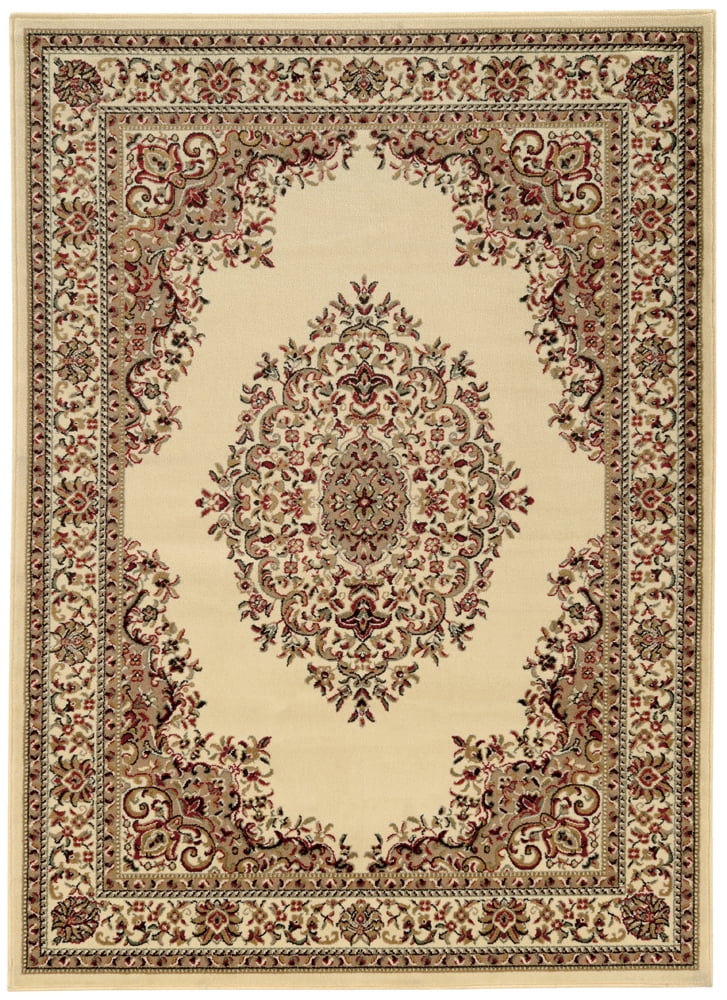 Como Kerman Ivory Medallion 5' x 7' Synthetic Easy-Care Rug