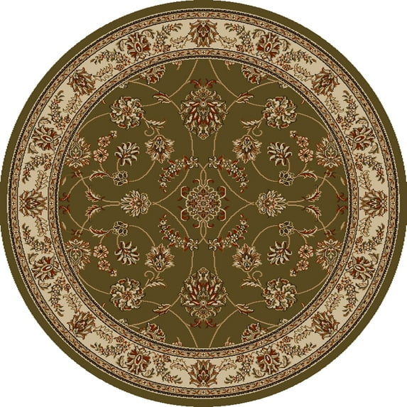 Radici Usa Como Area Rug 1596 Green Vines Leaves 5' 3" x 5' 3" Round