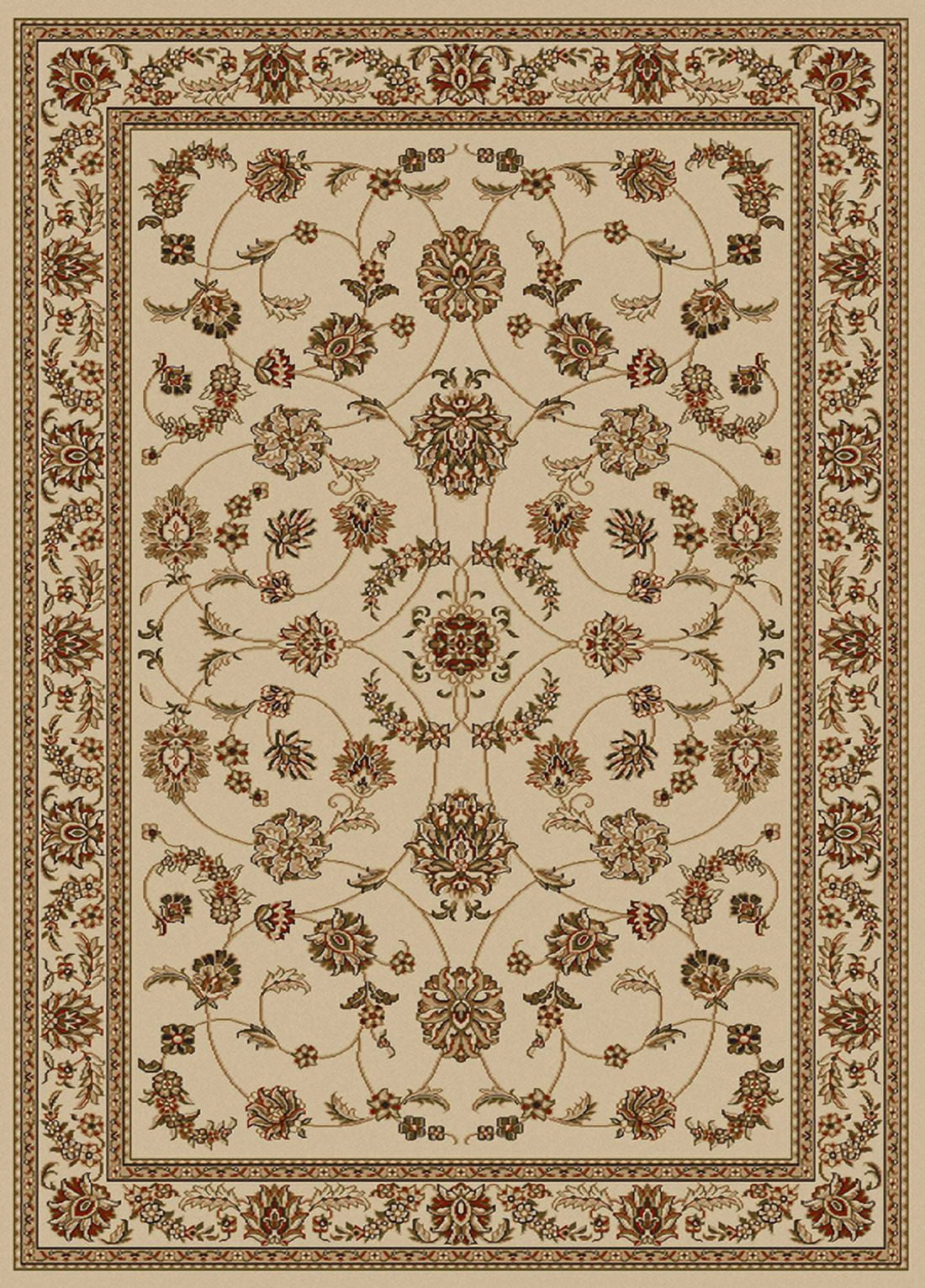 Ivory Traditional Floral Rectangular Area Rug, 3' 3" x 4' 11"