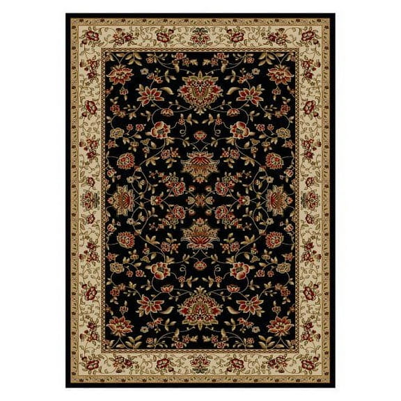Radici Usa Como Area Rug 1597 Black Italian Bordered 5' 5" x 7' 7" Rectangle