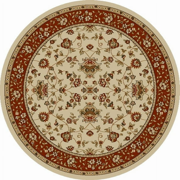Radici Usa Como Area Rug 1597 Ivory Italian Bordered 5' 3" x 5' 3" Round