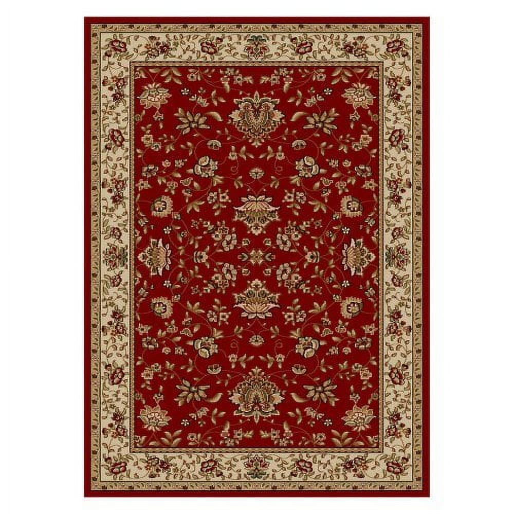 Red Floral Border 8' Runner Synthetic Area Rug