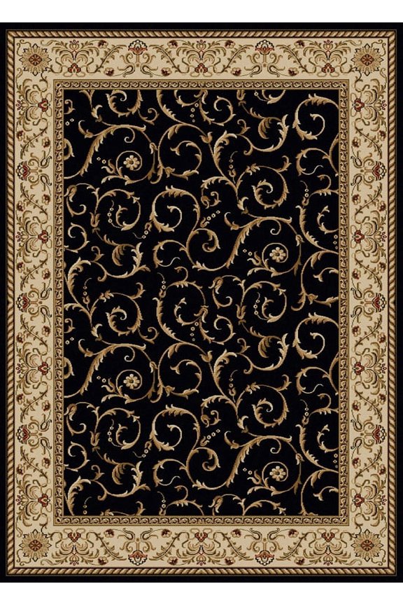 Como Area Rug 1599 Black Italian Bordered 2' 2" x 7' 7" Rectangle