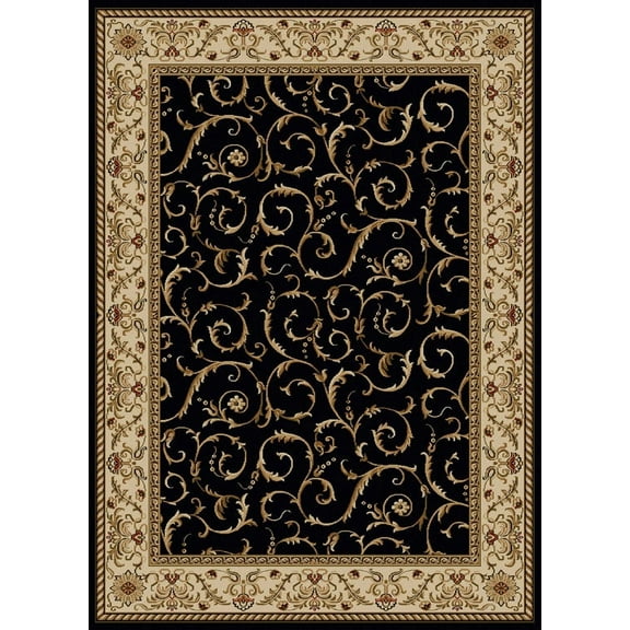 Radici Usa Como Area Rug 1599 Black Italian Bordered 3' 3" x 4' 11" Rectangle