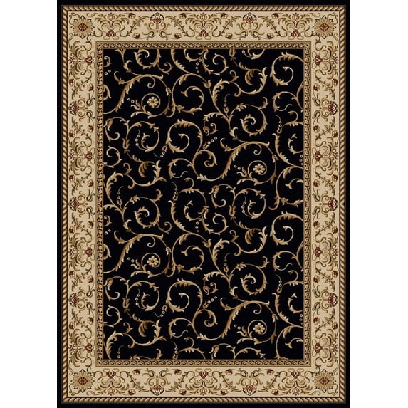 Radici Usa Como Area Rug 1599 Black Italian Bordered 5' 5" x 7' 7" Rectangle