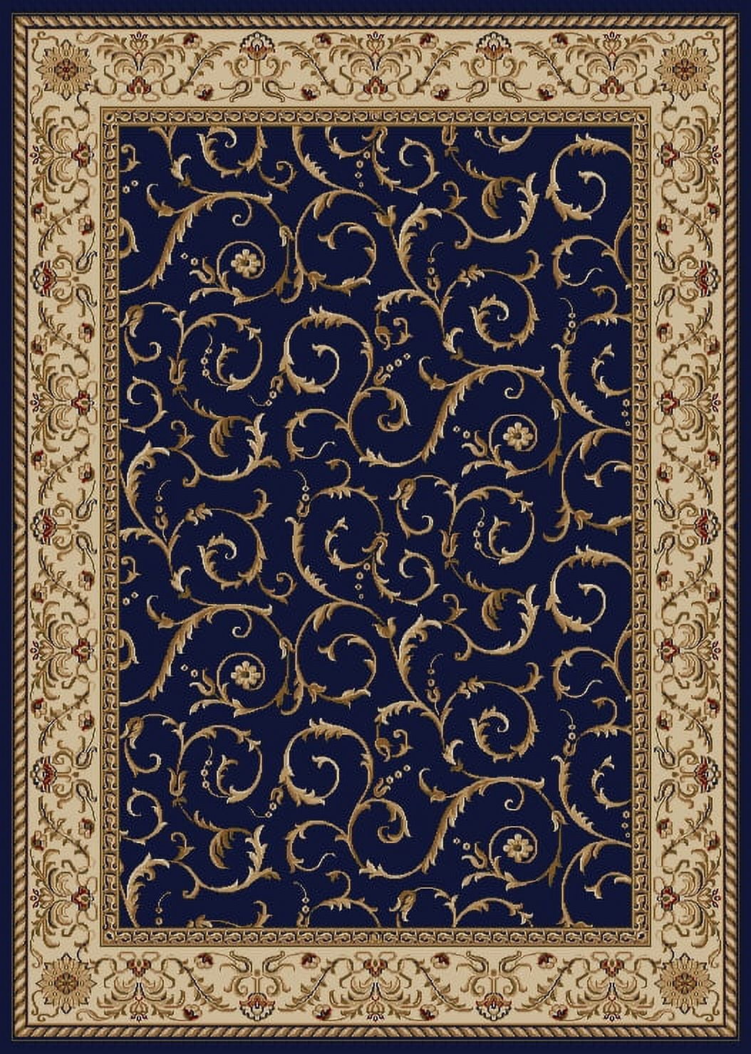 Navy and Beige Rectangular Synthetic Easy Care Area Rug 9'10" x 12'10"