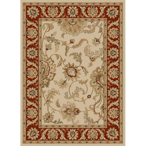 Radici Usa Como Area Rug 1621 Ivory/Brick Italian Bordered 5' 5" x 7' 7" Rectangle