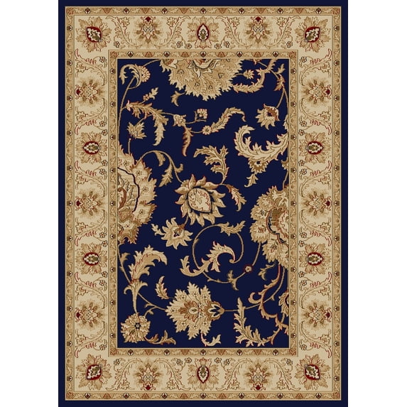 Radici Usa Como Area Rug 1621 Navy Blue Italian Bordered 5' 5" x 7' 7" Rectangle