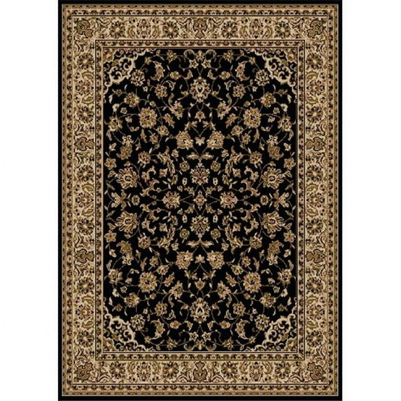 Radici Usa Como Area Rug 1833 Traditional Black Vines Scroll 3' 3" x 4' 11" Rectangle