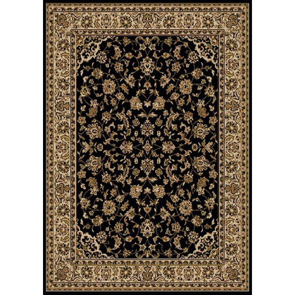 Radici Usa Como Area Rug 1833 Traditional Black Vines Scroll 7' 9" x 11' Rectangle