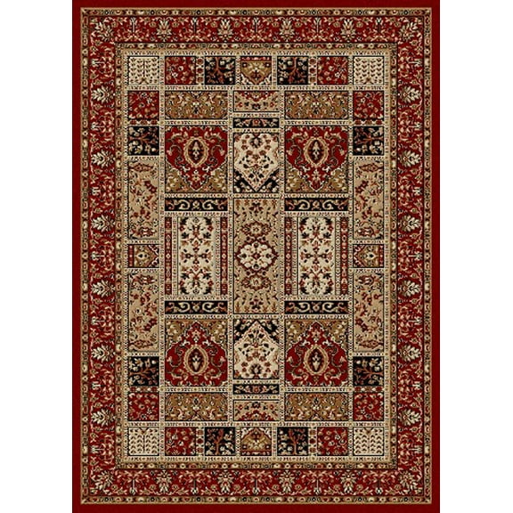 Radici Usa Como Area Rug 1834 Traditional Red Boxes Bricks 5' 5" x 7' 7" Rectangle