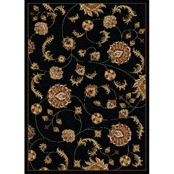 Radici Usa Como Area Rug 1835 Transitional Black Swirls Vines 3' 3" x 4' 11" Rectangle