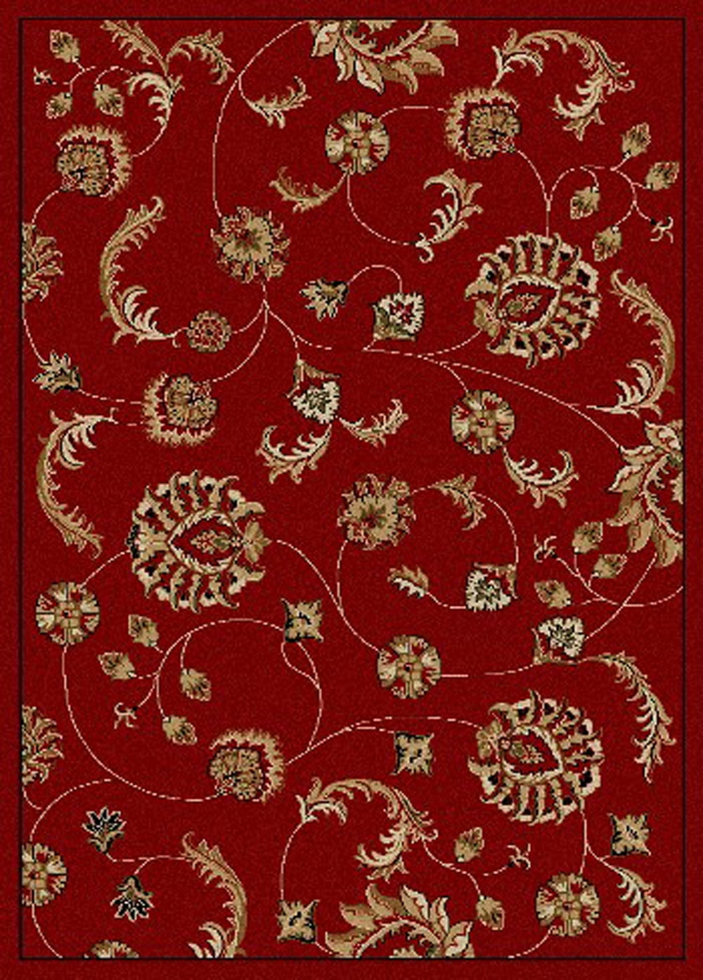 Como Traditional Red Floral Easy-Care Runner Rug 2' x 8'