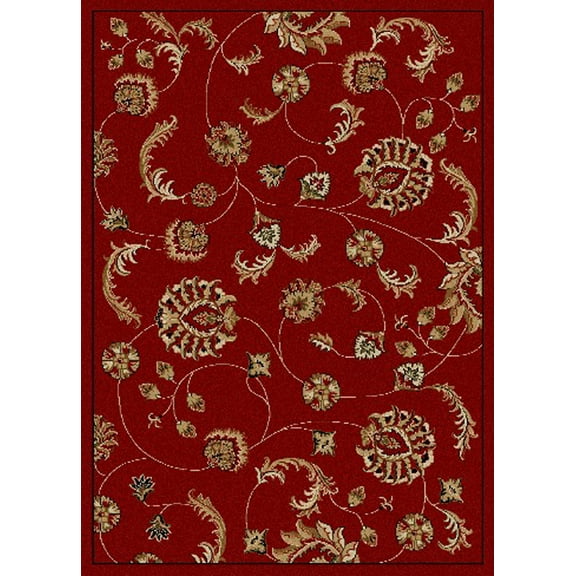 Radici Usa Como Area Rug 1835 Transitional Red Scrolls Blossoms 2' 2" x 7' 7" Rectangle