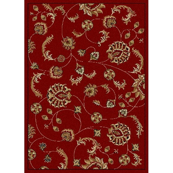 Radici Usa Como Area Rug 1835 Transitional Red Scrolls Blossoms 3' 3" x 4' 11" Rectangle